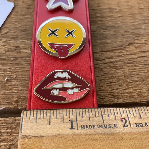 Coach Varsity Classic Pin Set on Red Leather Fob - Picture 14 of 14